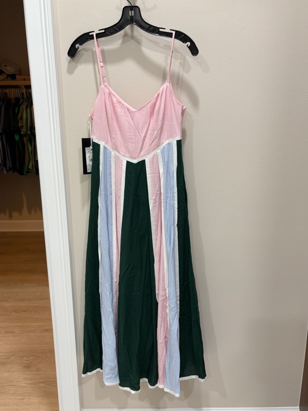 Tuckernuck Pink, Light Blue & Dark Green Striped Maxi Dress